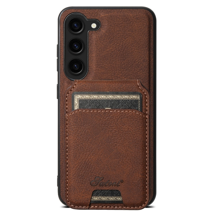 For Samsung Galaxy S24 5G Suteni H16 Litchi Texture Leather Detachable Wallet Back Phone Case(Brown) - Galaxy S24 5G Cases by Suteni | Online Shopping UK | buy2fix