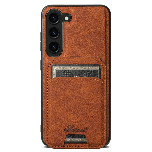 For Samsung Galaxy S24+ 5G Suteni H16 Litchi Texture Leather Detachable Wallet Back Phone Case(Khaki) - Galaxy S24+ 5G Cases by Suteni | Online Shopping UK | buy2fix