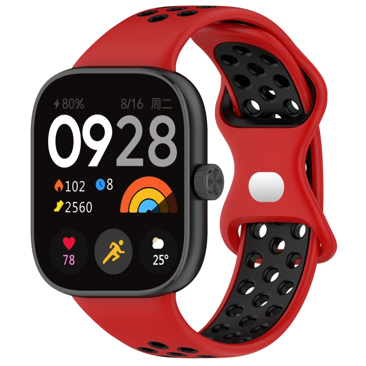 For Redmi Watch 4 Dual Color Perforated Silicone Watch Band(Red Black) - Watch Bands by buy2fix | Online Shopping UK | buy2fix