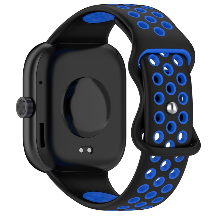 For Redmi Watch 4 Dual Color Perforated Silicone Watch Band(Black Blue) - Watch Bands by buy2fix | Online Shopping UK | buy2fix