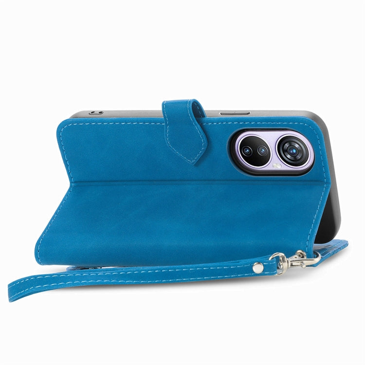 For Blackview A200 Pro Embossed Flower Zipper Leather Phone Case(Blue) - More Brand by buy2fix | Online Shopping UK | buy2fix