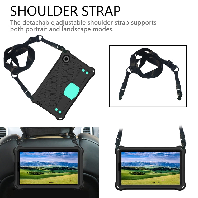 For Blackview Tab 60 8.7 2023 Honeycomb EVA Hybrid PC Tablet Case with Strap(Black+Aqua) - Others by buy2fix | Online Shopping UK | buy2fix