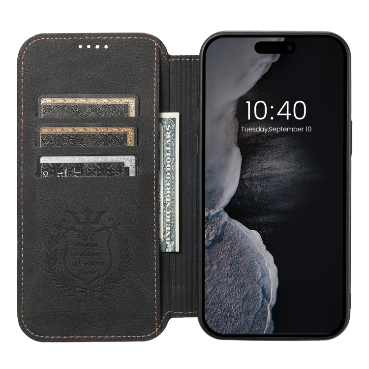 For iPhone 15 Pro Max Suteni J06 Retro Matte Litchi Texture Leather Magnetic Magsafe Phone Case(Black) - iPhone 15 Pro Max Cases by Suteni | Online Shopping UK | buy2fix