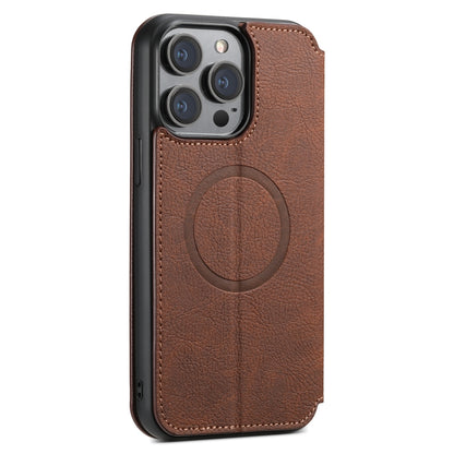 For iPhone 15 Pro Suteni J06 Retro Matte Litchi Texture Leather MagSafe Phone Case(Brown) - iPhone 15 Pro Cases by Suteni | Online Shopping UK | buy2fix