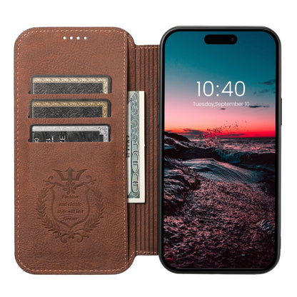 For iPhone 15 Pro Suteni J06 Retro Matte Litchi Texture Leather MagSafe Phone Case(Brown) - iPhone 15 Pro Cases by Suteni | Online Shopping UK | buy2fix