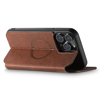 For iPhone 15 Pro Suteni J06 Retro Matte Litchi Texture Leather MagSafe Phone Case(Brown) - iPhone 15 Pro Cases by Suteni | Online Shopping UK | buy2fix