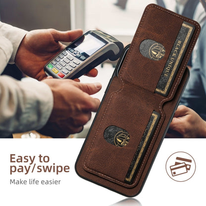 For iPhone 16 Pro Suteni H02 Litchi Leather Card Wallet Stand Back Phone Case(Brown) - iPhone 16 Pro Cases by Suteni | Online Shopping UK | buy2fix