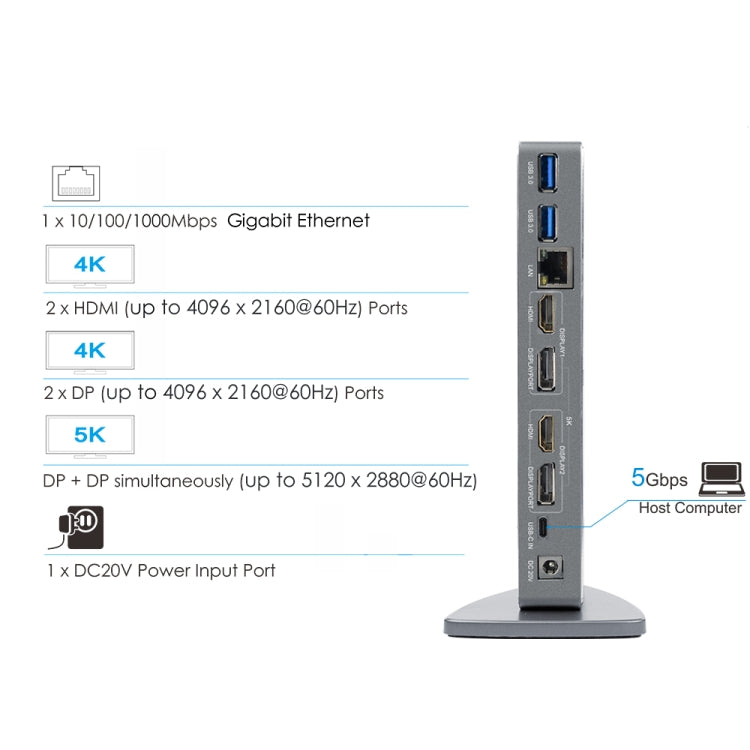 WAVLINK WL-UG69DK7 Laptops Type-C Universal Desktop Docking Station Aluminum Alloy HUB Adapter(AU Plug) - USB HUB by WAVLINK | Online Shopping UK | buy2fix