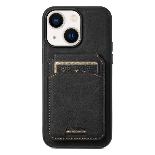 For iPhone 14 Suteni H17 Litchi Texture Leather MagSafe Detachable Wallet Phone Case(Black) - iPhone 14 Cases by Suteni | Online Shopping UK | buy2fix