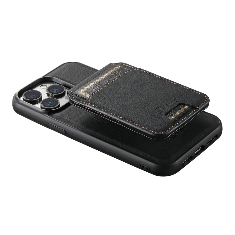 For iPhone 14 Pro Suteni H17 Litchi Texture Leather MagSafe Detachable Wallet Phone Case(Black) - iPhone 14 Pro Cases by Suteni | Online Shopping UK | buy2fix