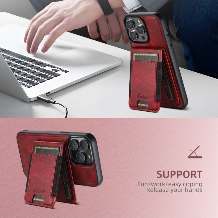 For iPhone 16 Pro Max Suteni H17 Oil Eax Leather MagSafe Detachable Wallet Phone Case(Red) - iPhone 16 Pro Max Cases by Suteni | Online Shopping UK | buy2fix