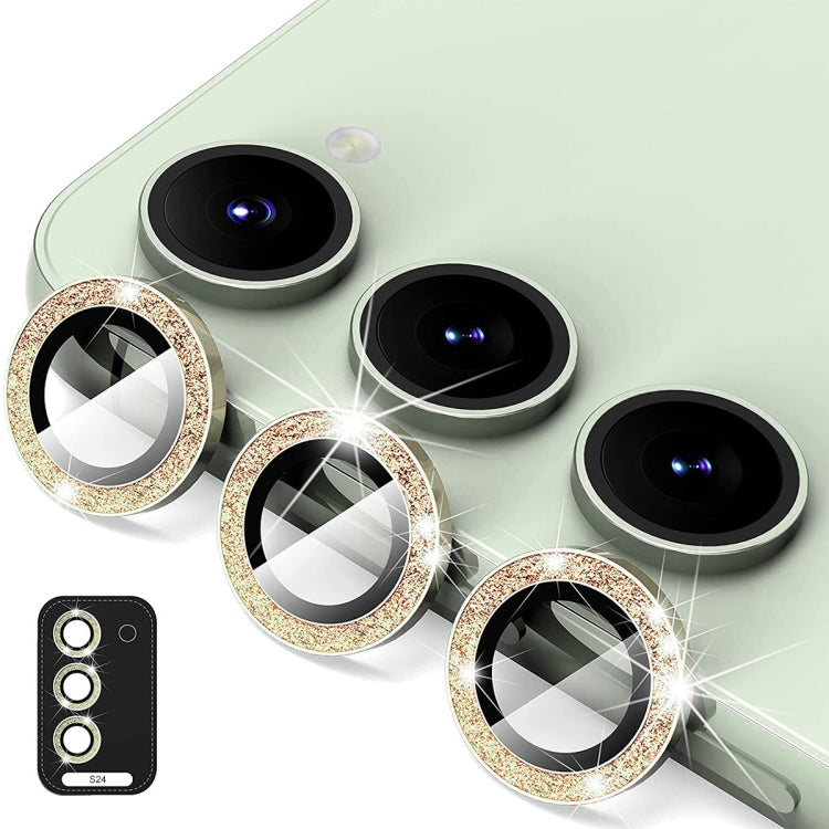 For Samsung Galaxy S24 5G ENKAY Hat-Prince 9H Rear Camera Lens Glitter Aluminium Alloy Tempered Glass Film(Yellow) - Galaxy S24 5G Tempered Glass by ENKAY | Online Shopping UK | buy2fix
