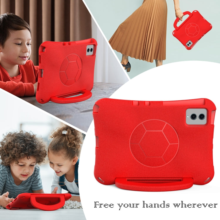 For Samsung Galaxy Tab S9 FE 11 X510 2023 Handle Football Shaped EVA Shockproof Tablet Case(Red) - Galaxy Tab S9 FE by buy2fix | Online Shopping UK | buy2fix