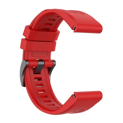 For Garmin Fenix 6 GPS Solid Color Black Buckle Silicone Quick Release Watch Band(Red) - Watch Bands by buy2fix | Online Shopping UK | buy2fix