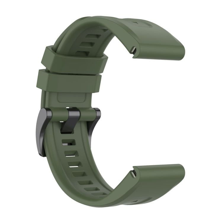 For Garmin Fenix 5 / Fenix 5 Plus Solid Color Black Buckle Silicone Quick Release Watch Band(Dark Green) - Watch Bands by buy2fix | Online Shopping UK | buy2fix