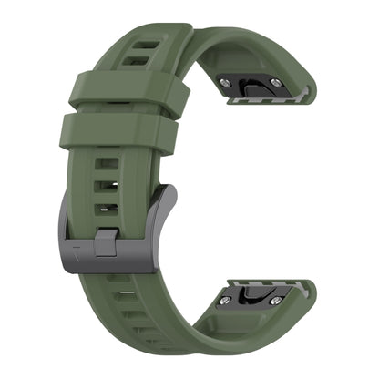 For Garmin MARQ Solid Color Black Buckle Silicone Quick Release Watch Band(Dark Green) - Watch Bands by buy2fix | Online Shopping UK | buy2fix