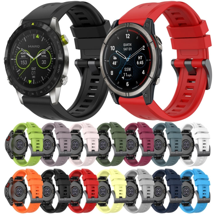 For Garmin Fenix 5 / Fenix 5 Plus Solid Color Black Buckle Silicone Quick Release Watch Band(Black) - Watch Bands by buy2fix | Online Shopping UK | buy2fix