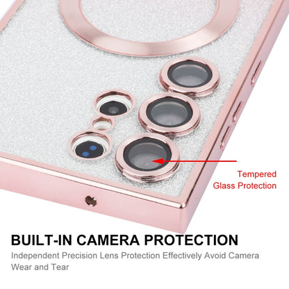 For Samsung Galaxy S24 Ultra 5G ENKAY Hat-Prince Magnetic Glitter Plated TPU Phone Case with Lens Film(Pink) - Galaxy Phone Cases by ENKAY | Online Shopping UK | buy2fix