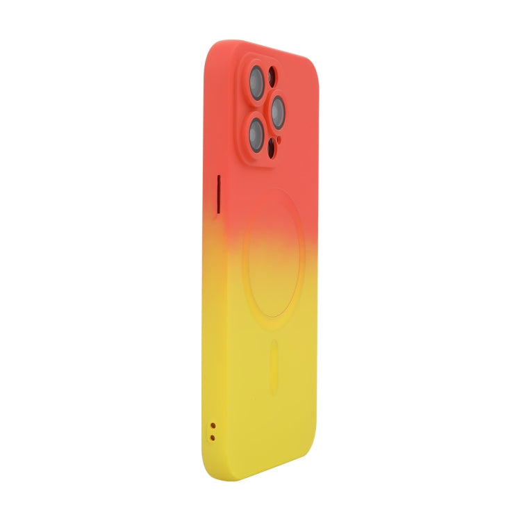 For iPhone 16 Pro ENKAY Hat-Prince MagSafe Rainbow Gradient Silicone Phone Case with Lens Film(Orange Yellow) - iPhone 16 Pro Cases by ENKAY | Online Shopping UK | buy2fix