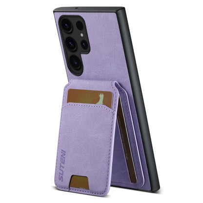 For Samsung Galaxy S24 Ultra 5G Suteni H02 Litchi Leather Card Wallet Stand Back Phone Case(Purple) - Galaxy S24 Ultra 5G Cases by Suteni | Online Shopping UK | buy2fix