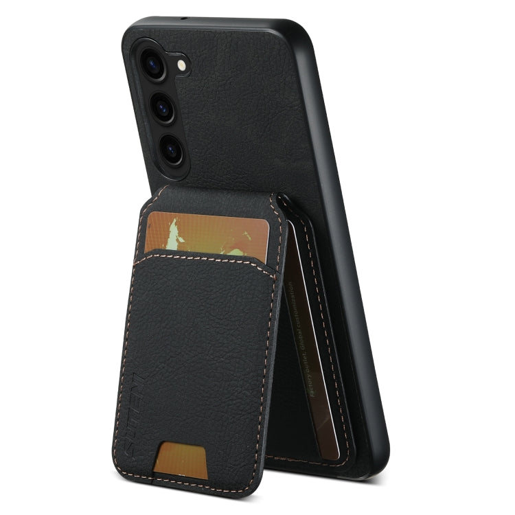 For Samsung Galaxy S24+ 5G Suteni H02 Litchi Leather Card Wallet Stand Back Phone Case(Black) - Galaxy S24+ 5G Cases by Suteni | Online Shopping UK | buy2fix