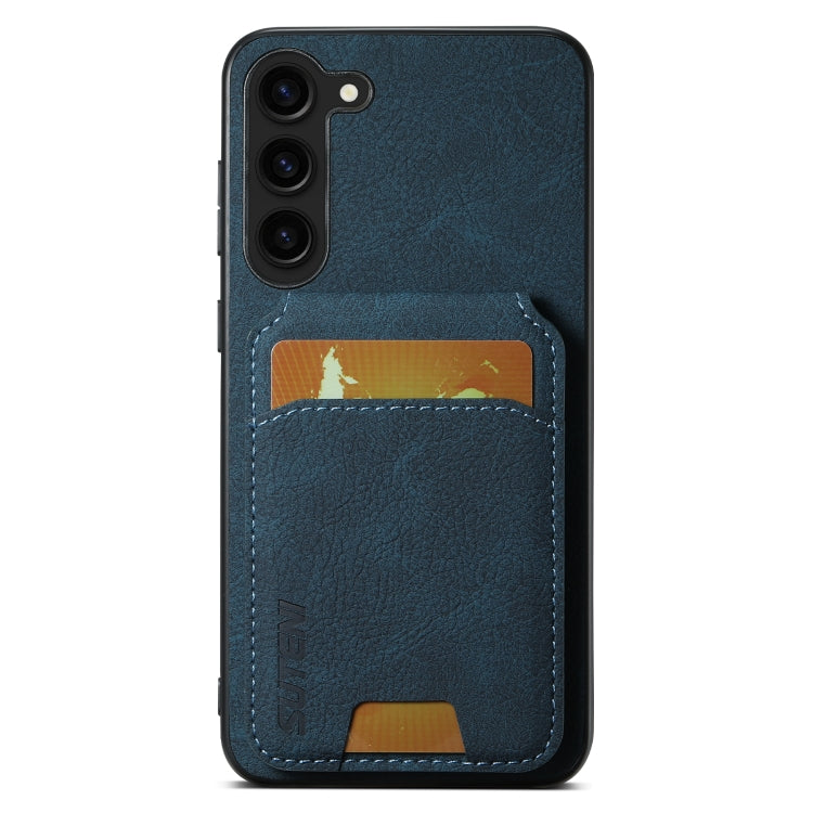 For Samsung Galaxy S24+ 5G Suteni H02 Litchi Leather Card Wallet Stand Back Phone Case(Blue) - Galaxy S24+ 5G Cases by Suteni | Online Shopping UK | buy2fix