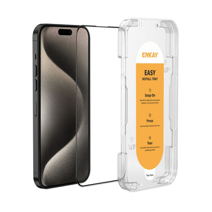 For iPhone 15 Pro Max ENKAY Easy Install High Alumina Silicon Full Glass Film - iPhone 15 Pro Max Tempered Glass by ENKAY | Online Shopping UK | buy2fix