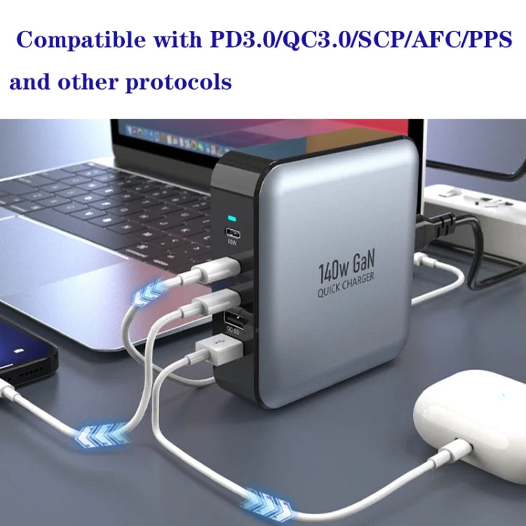 GAN 140W PD65W / PD20W / QC3.0 USB Five Port Laptop Adapter, Plug:AU Plug - Universal Power Adapter by buy2fix | Online Shopping UK | buy2fix