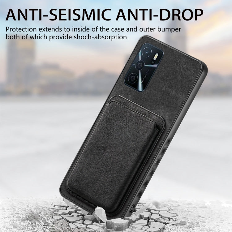 For OPPO Reno10 Global Retro Leather Card Bag Magnetic Phone Case(Black) - OPPO Cases by buy2fix | Online Shopping UK | buy2fix