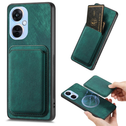 For OPPO K11X 5G Retro Leather Card Bag Magnetic Phone Case(Green) - OPPO Cases by buy2fix | Online Shopping UK | buy2fix