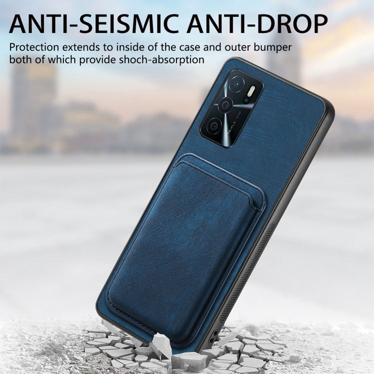 For OPPO A1 5G Retro Leather Card Bag Magnetic Phone Case(Blue) - OPPO Cases by buy2fix | Online Shopping UK | buy2fix