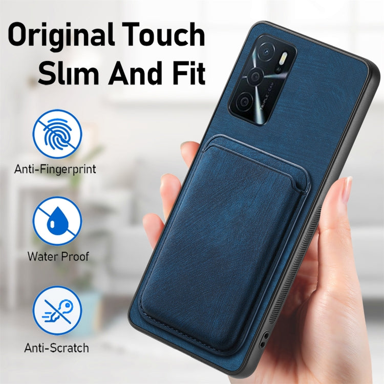 For OPPO A1 5G Retro Leather Card Bag Magnetic Phone Case(Blue) - OPPO Cases by buy2fix | Online Shopping UK | buy2fix