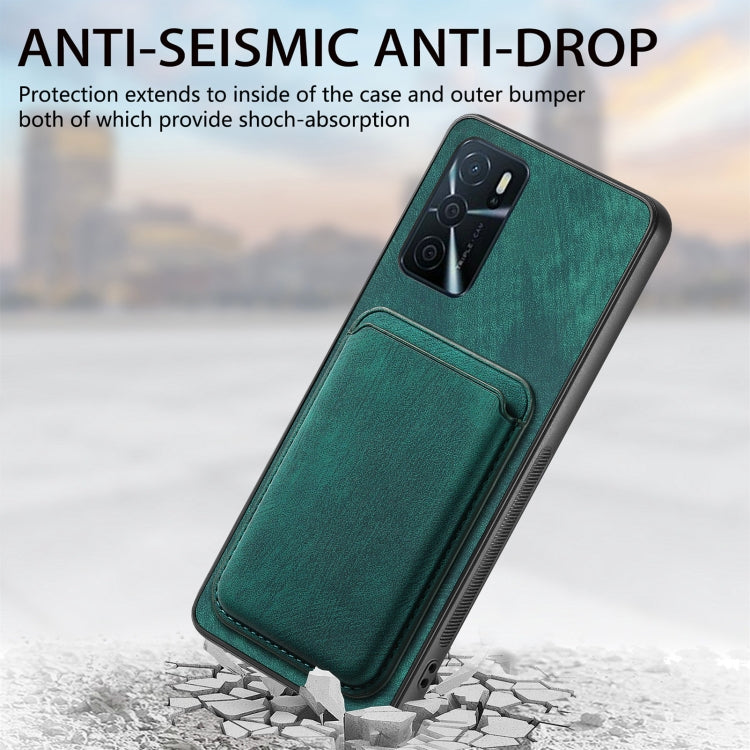 For OPPO A1 5G Retro Leather Card Bag Magnetic Phone Case(Green) - OPPO Cases by buy2fix | Online Shopping UK | buy2fix