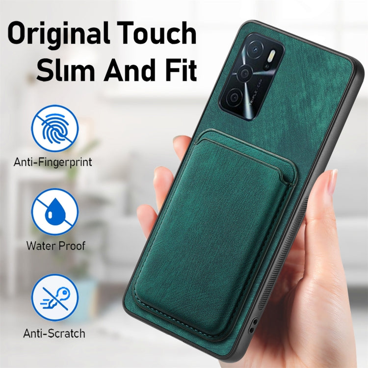 For OPPO A1 5G Retro Leather Card Bag Magnetic Phone Case(Green) - OPPO Cases by buy2fix | Online Shopping UK | buy2fix