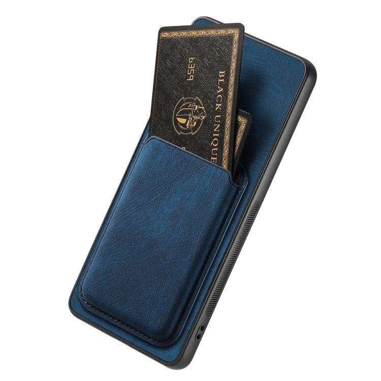 For OPPO Reno8 T 4G Retro Leather Card Bag Magnetic Phone Case(Blue) - OPPO Cases by buy2fix | Online Shopping UK | buy2fix