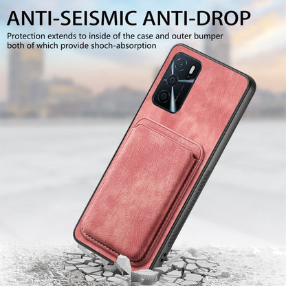 For OPPO Reno8 T 5G Retro Leather Card Bag Magnetic Phone Case(Pink) - OPPO Cases by buy2fix | Online Shopping UK | buy2fix