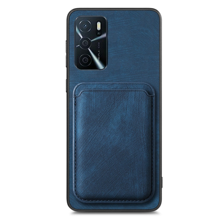 For OPPO Reno9 5G Retro Leather Card Bag Magnetic Phone Case(Blue) - OPPO Cases by buy2fix | Online Shopping UK | buy2fix