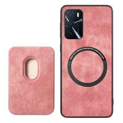 For OPPO Reno8 Pro 5G Retro Leather Card Bag Magnetic Phone Case(Pink) - OPPO Cases by buy2fix | Online Shopping UK | buy2fix