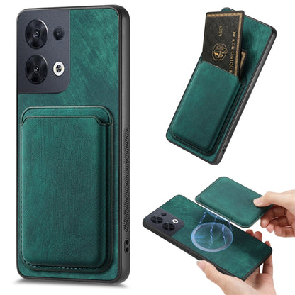 For OPPO Reno8 5G Retro Leather Card Bag Magnetic Phone Case(Green) - OPPO Cases by buy2fix | Online Shopping UK | buy2fix