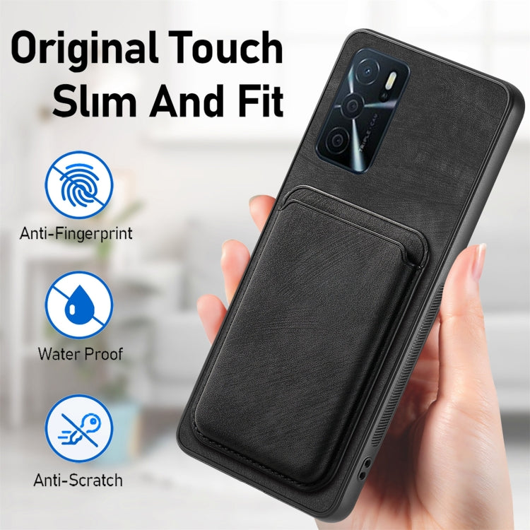 For OPPO Reno7 4G Retro Leather Card Bag Magnetic Phone Case(Black) - OPPO Cases by buy2fix | Online Shopping UK | buy2fix