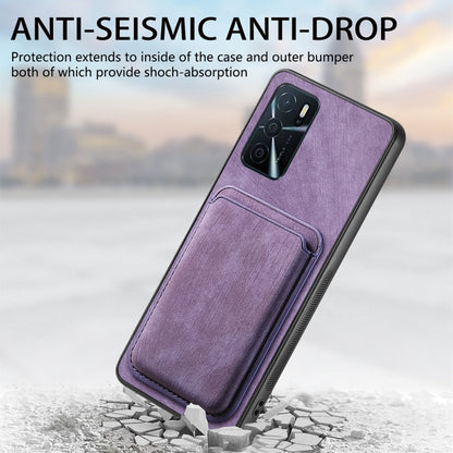 For OPPO Reno7 Pro 5G Retro Leather Card Bag Magnetic Phone Case(Purple) - OPPO Cases by buy2fix | Online Shopping UK | buy2fix