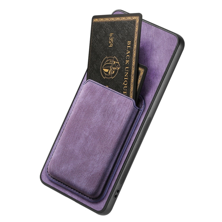 For OPPO Reno6 Z Retro Leather Card Bag Magnetic Phone Case(Purple) - OPPO Cases by buy2fix | Online Shopping UK | buy2fix