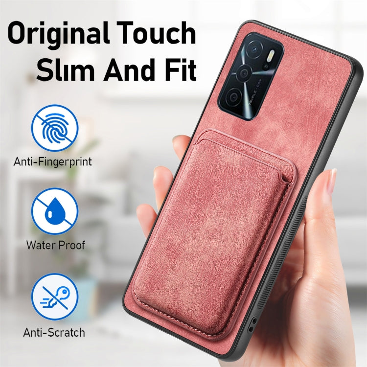 For OPPO Reno6 Pro 5G Retro Leather Card Bag Magnetic Phone Case(Pink) - OPPO Cases by buy2fix | Online Shopping UK | buy2fix