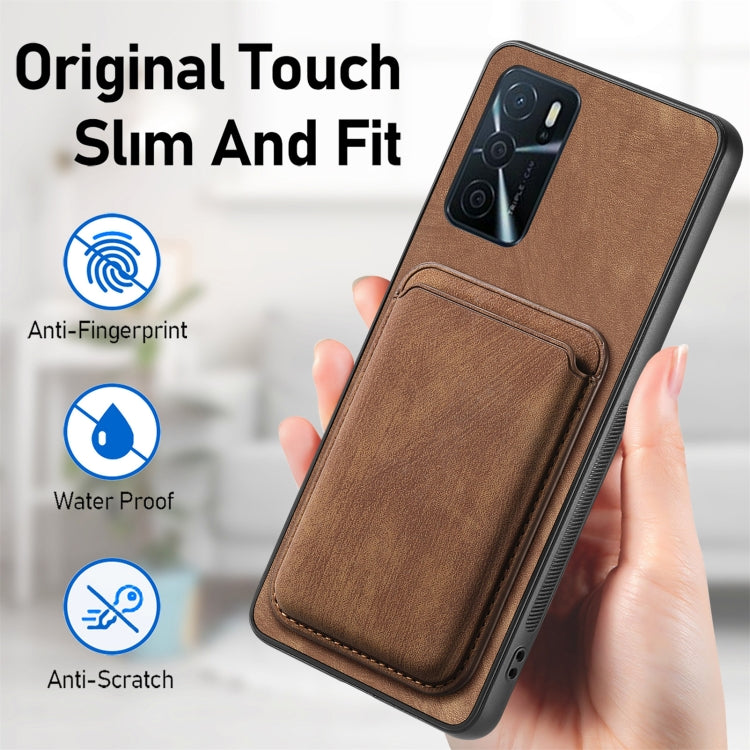 For OPPO A38 4G / A18 4G Retro Leather Card Bag Magnetic Phone Case(Brown) - OPPO Cases by buy2fix | Online Shopping UK | buy2fix