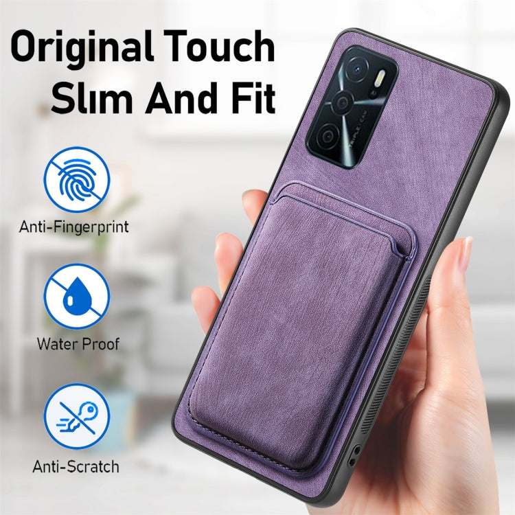 For OPPO A53 / A53S Retro Leather Card Bag Magnetic Phone Case(Purple) - OPPO Cases by buy2fix | Online Shopping UK | buy2fix