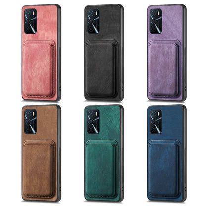 For OPPO A1 5G Retro Leather Card Bag Magnetic Phone Case(Green) - OPPO Cases by buy2fix | Online Shopping UK | buy2fix