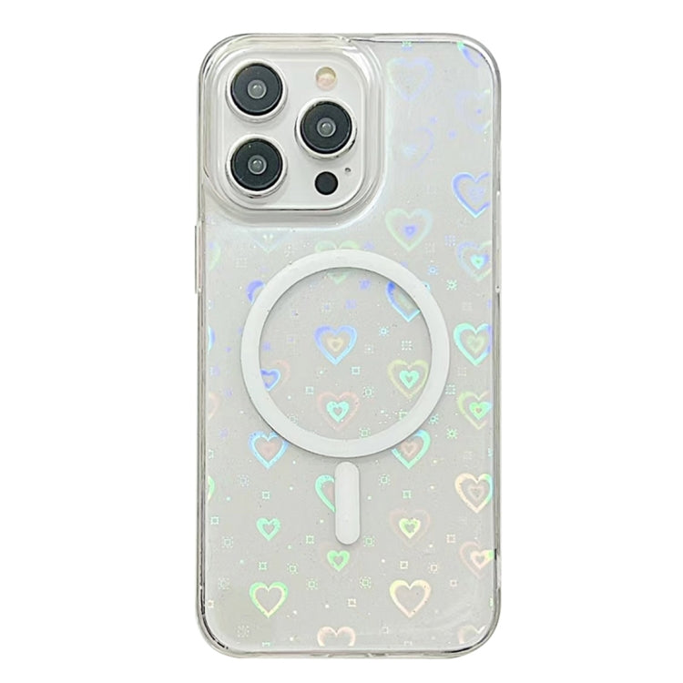 For iPhone 15 Pro Max Laser Love MagSafe TPU Phone Case(Transparent) - iPhone 15 Pro Max Cases by buy2fix | Online Shopping UK | buy2fix