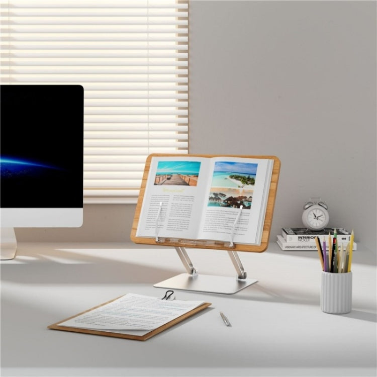 BG-4 Desktop Book Reading Bracket Aluminum Alloy +Wood Board Textbook Tablet Holder Stand - Laptop Stand by buy2fix | Online Shopping UK | buy2fix