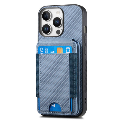 For iPhone 16 Pro Carbon Fiber Vertical Flip Wallet Stand Phone Case(Blue) - iPhone 16 Pro Cases by buy2fix | Online Shopping UK | buy2fix