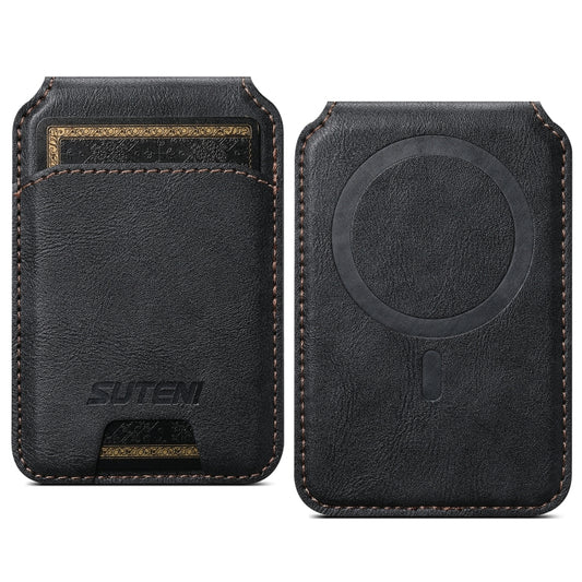 Suteni S2 Phone Magnetic Card Case Card Sleeve MagSafe Magnetic Coil PU Leather(Black) -  by Suteni | Online Shopping UK | buy2fix